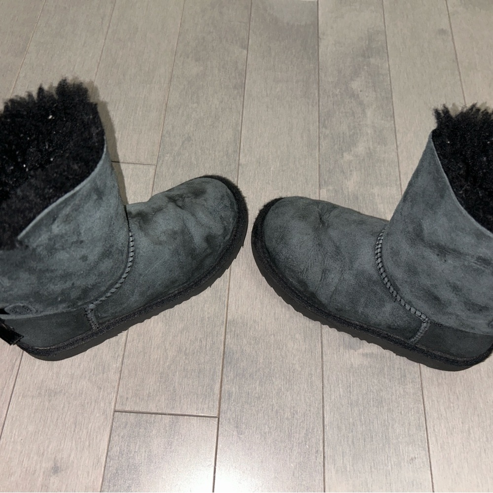 UGG Black Suede Boots with Ribbon Detail